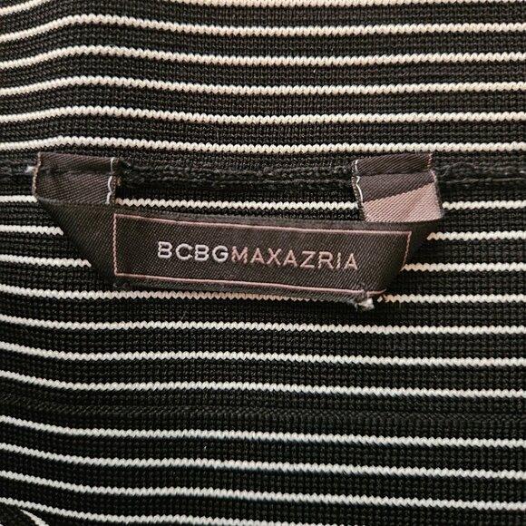 🦓BCBGMaxAzria Asymmetrical Black & White Stripe Bandage Mini Skirt - Picture 2 of 7